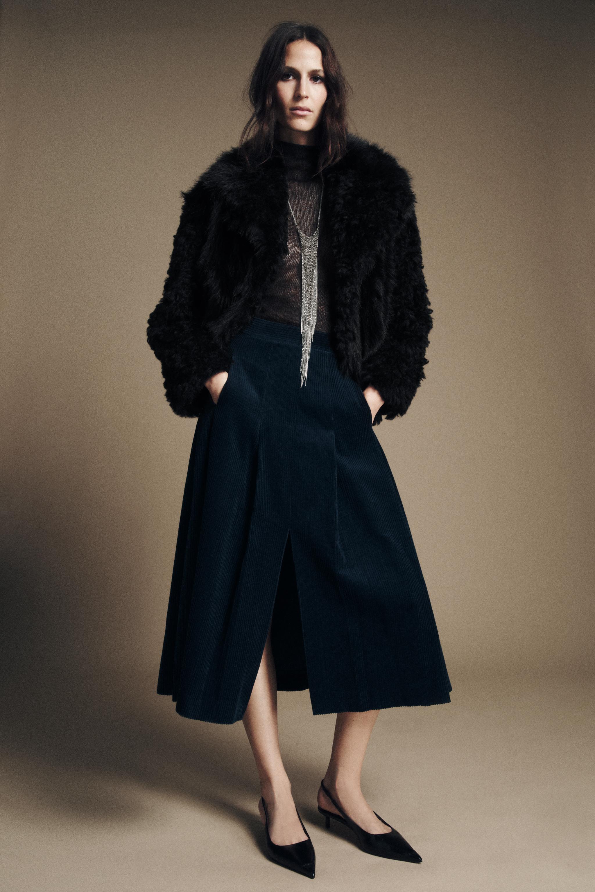 JUPE MI-LONGUE EN VELOURS CÔTELÉ ZW COLLECTION